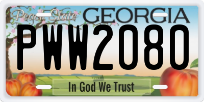 GA license plate PWW2080