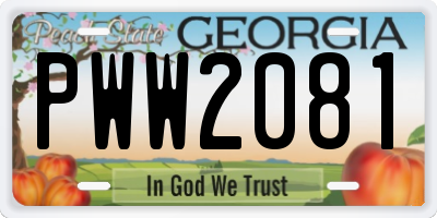 GA license plate PWW2081