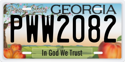 GA license plate PWW2082
