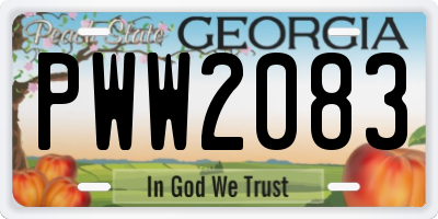 GA license plate PWW2083