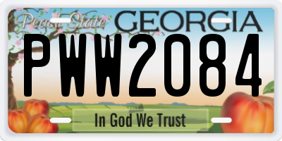 GA license plate PWW2084