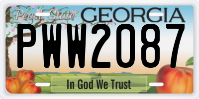 GA license plate PWW2087