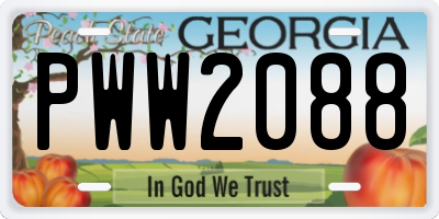 GA license plate PWW2088