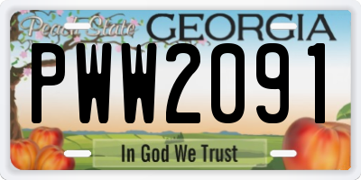 GA license plate PWW2091