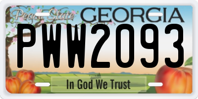 GA license plate PWW2093