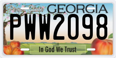 GA license plate PWW2098