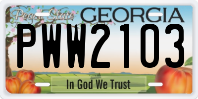 GA license plate PWW2103