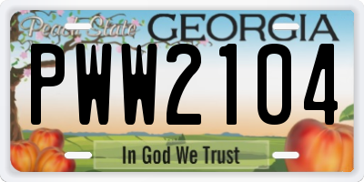 GA license plate PWW2104