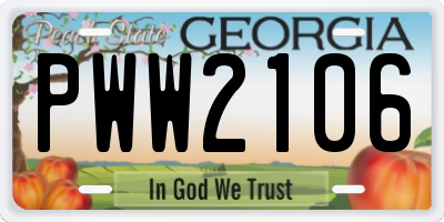 GA license plate PWW2106