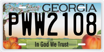 GA license plate PWW2108