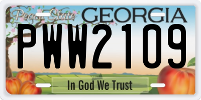GA license plate PWW2109