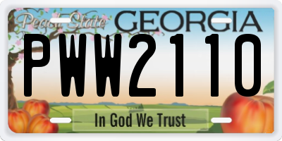 GA license plate PWW2110