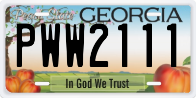 GA license plate PWW2111