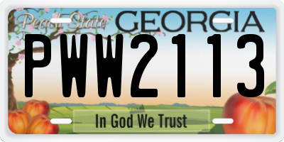 GA license plate PWW2113