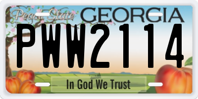 GA license plate PWW2114