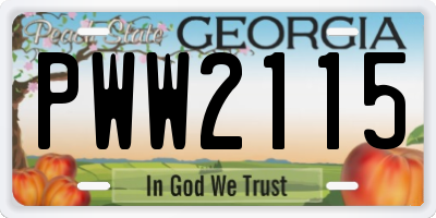 GA license plate PWW2115