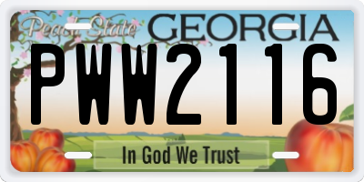 GA license plate PWW2116