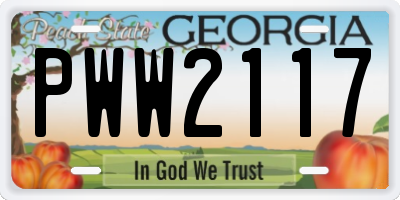 GA license plate PWW2117