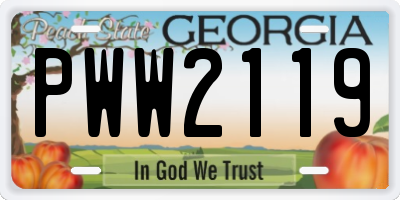 GA license plate PWW2119
