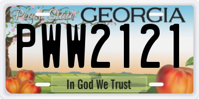GA license plate PWW2121