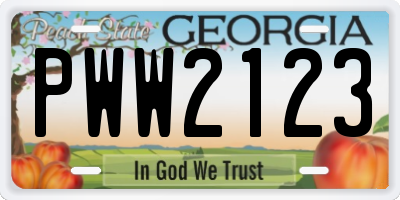 GA license plate PWW2123