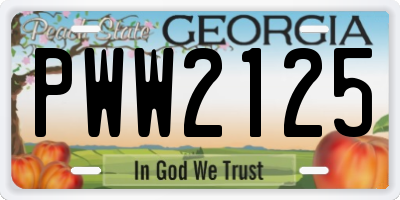 GA license plate PWW2125