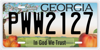 GA license plate PWW2127