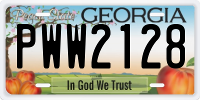 GA license plate PWW2128