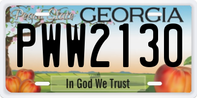 GA license plate PWW2130