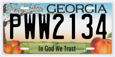 GA license plate PWW2134