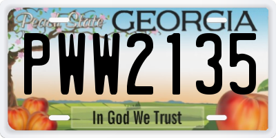 GA license plate PWW2135