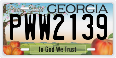 GA license plate PWW2139