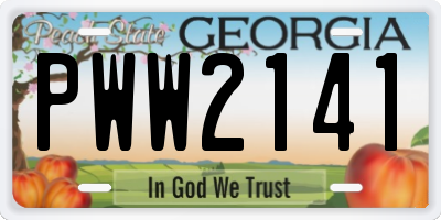 GA license plate PWW2141
