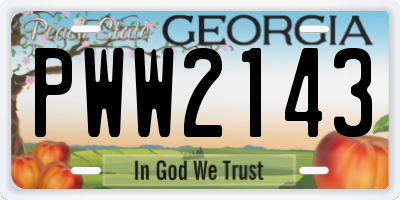 GA license plate PWW2143