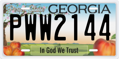 GA license plate PWW2144