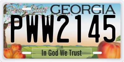 GA license plate PWW2145