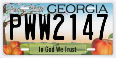 GA license plate PWW2147
