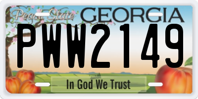 GA license plate PWW2149