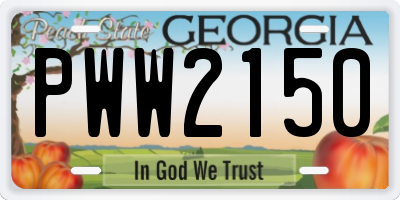 GA license plate PWW2150