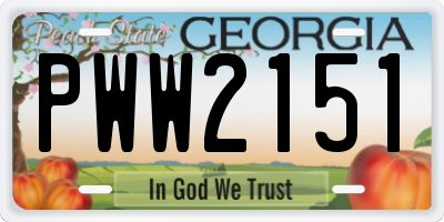 GA license plate PWW2151