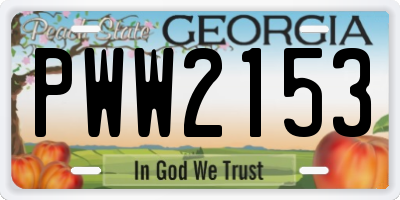 GA license plate PWW2153
