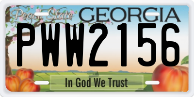GA license plate PWW2156