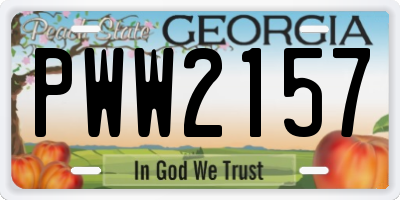 GA license plate PWW2157