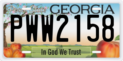 GA license plate PWW2158