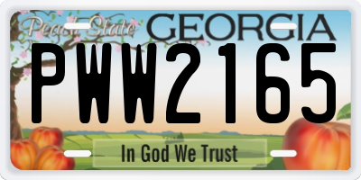GA license plate PWW2165