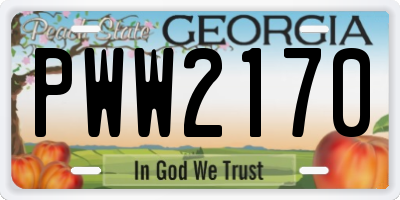 GA license plate PWW2170