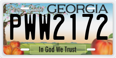 GA license plate PWW2172