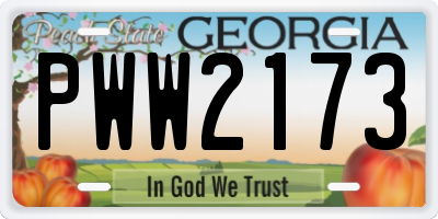 GA license plate PWW2173