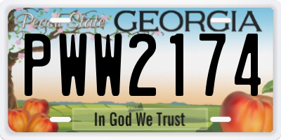 GA license plate PWW2174