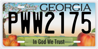 GA license plate PWW2175